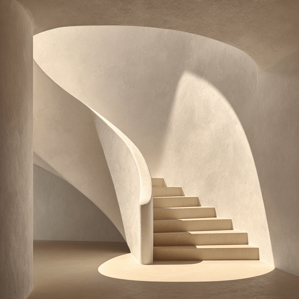 Sunlit modern stairwell in a clean building